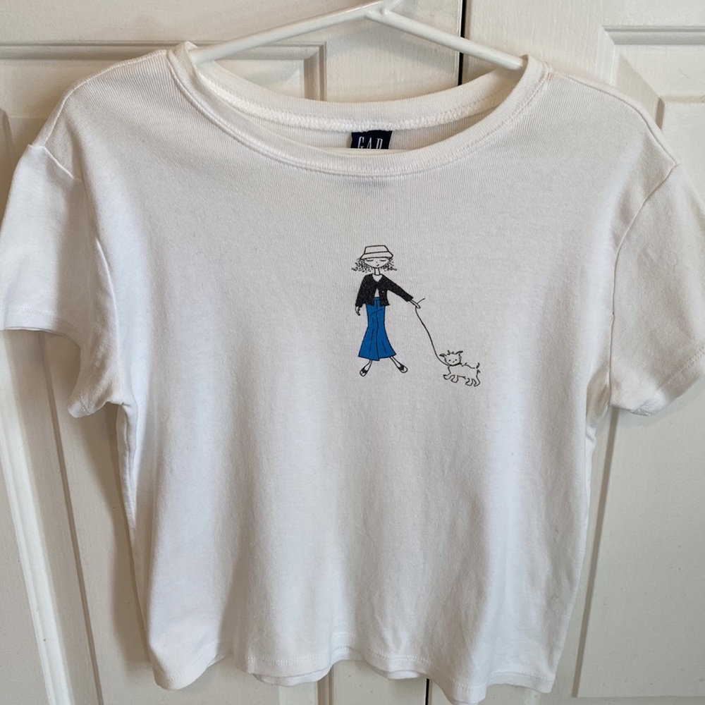 Vintage Gap Tee Shirt of Glitter Girl Walking Dog - Picture 3 of 5